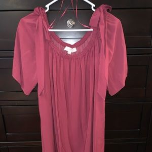 Ann Taylor Loft Maroon Off the shoulder Dress